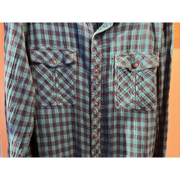 44mm Legendary Work Wear Original Vintage Men’s XL Blue Plaid Snap Button Shirt - Picture 15 of 16